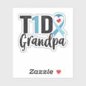 Sticker T1D Grand-père Diabète Sensibilisation Ruban Famil (Feuille)
