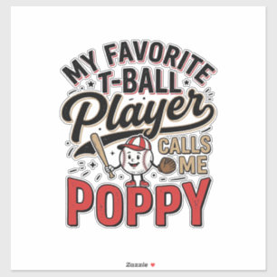Sticker T-Ball Poppy Vintage Gravure Shirt Design_1
