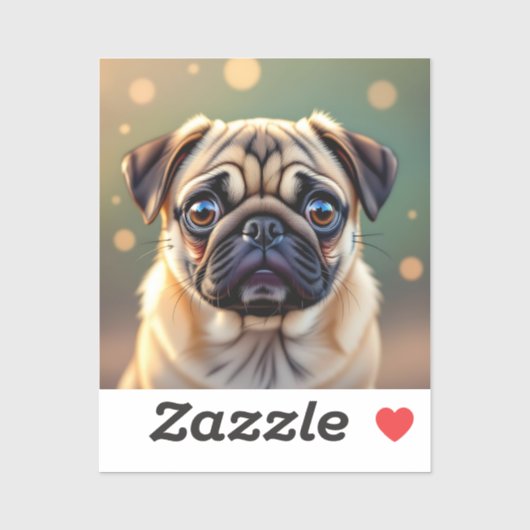 Sticker T Pug Adorable de près | Chien Mignon (Feuille)