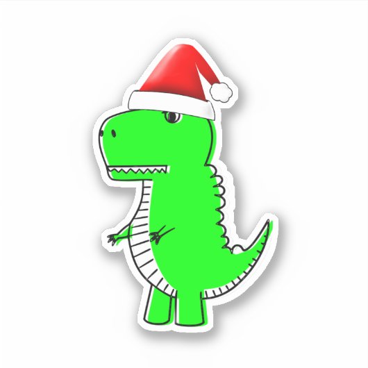 Sticker T Rex Cute Dino Santas Casquette de Noël (Devant)