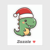 Sticker T-Rex de Noël mignon (Feuille)