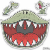 Sticker T-rex Dinosaur Carton pour enfants à bouche (Devant)