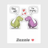 Sticker T-Rex Dinosaur Couple Accrochez-moi Valentines Jou (Feuille)