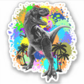 Sticker T-Rex Dinosaur Jurassique Reptile sur les Peinture (Devant)