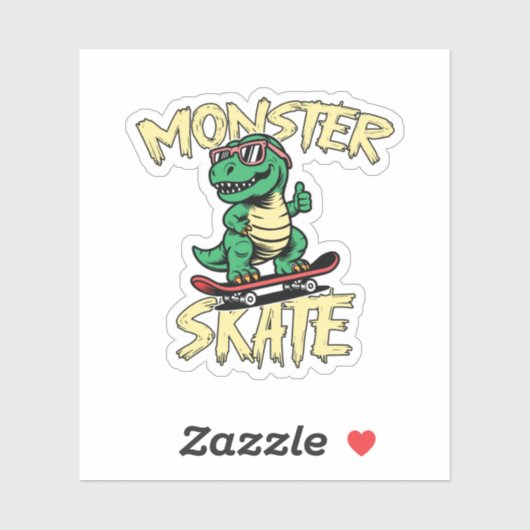 Sticker T-Rex Dinosaur Monster Patinage (Feuille)
