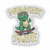 Sticker T-Rex Dinosaur Monster Patinage (Devant)