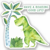 Sticker *~* T Rex Dinosaur Palmier Roaring Bonne vie (Devant)