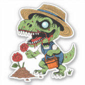 Sticker T-Rex Jardinier Zombie (Devant)