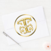 Sticker T rond initial en or (Enveloppe)