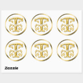 Sticker T rond initial en or (Feuille)