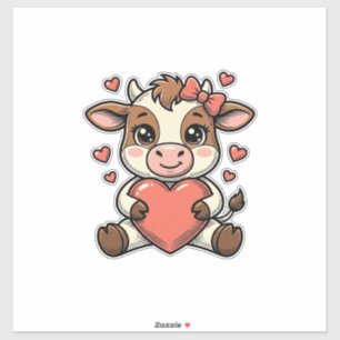 Sticker T-shirt avec gravure vintage de bébé vache mignonn