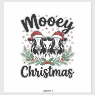 Sticker T-shirt avec gravure vintage de vache de Noël Mooe