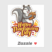 Sticker T-shirt classique Bon thanksgiving mignon écureuil (Feuille)