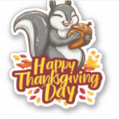 Sticker T-shirt classique Bon thanksgiving mignon écureuil (Devant)