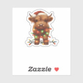 Sticker T-shirt classique de la vache écossaise de Noël (Feuille)