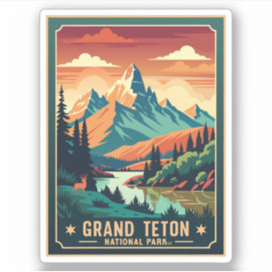 Sticker T-shirt de randonnée Retro Grand Teton
