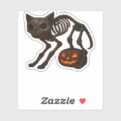 Sticker T-shirt déplaisant Chat Squelette Halloween Cadeau (Feuille)