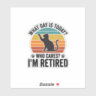Sticker T-Shirt Dessin Citation Drôle de Chat Retraité Cou