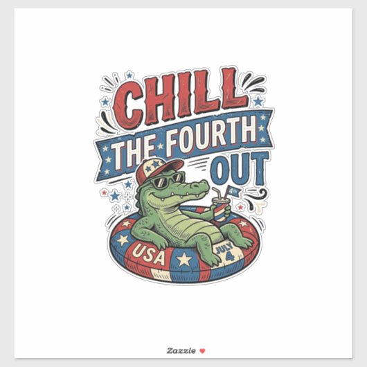 Sticker T-shirt drôle d'alligator d'été pour refroidir le (Feuille)