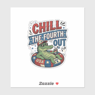 Sticker T-shirt drôle d'alligator pour le quatre juillet d
