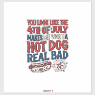 Sticker T-shirt drôle patriotique hot dog 4 juillet Design