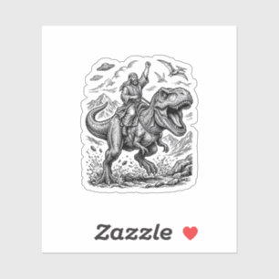 Sticker T-shirt graphique cavalier dinosaure gravure vinta