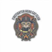 Sticker T-shirt graphique chat héros pompier - Pompiers (Devant)