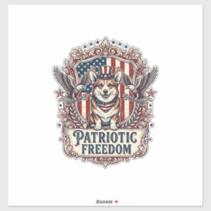 Sticker T-shirt graphique vectoriel Corgi patriotique_1