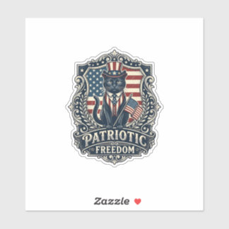 Sticker T-shirt graphique vectoriel de chat noir patriotiq