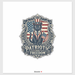Sticker T-shirt graphique vectoriel de chat noir patriotiq