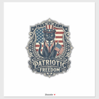Sticker T-shirt graphique vectoriel de chat noir patriotiq