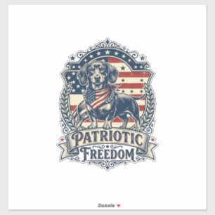 Sticker T-shirt graphique vectoriel de teckel patriotique_