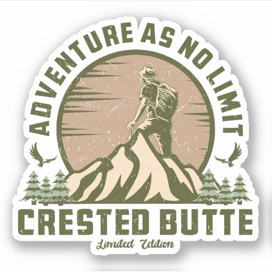 Sticker T-shirt Hike Sunset Hike Butte Retro Crested (Devant)