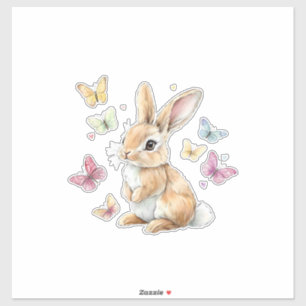 Sticker T-shirt joli lapin de Pâques papillon