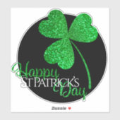 Sticker T-shirt Joyeux St Patrick Glitter Vert Trèfle (Feuille)