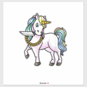 Sticker T-Shirt Licorne Avec Couteau Filles Femmes