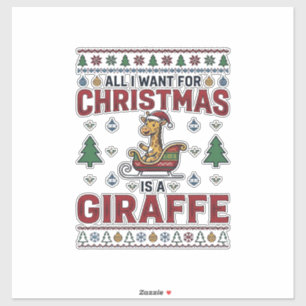 Sticker T-Shirt Noël Girafe Chariot Drôle Vacances Des