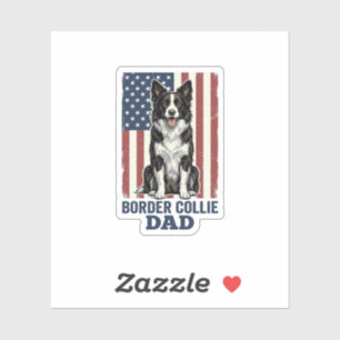 Sticker T-shirt vintage chien patriote papa Border Collie