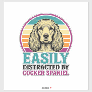 Sticker T-shirt vintage Cocker Spaniel facilement distrait