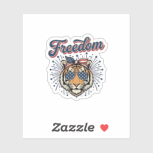 Sticker T-shirt vintage gravure Freedom Tiger patriotique_