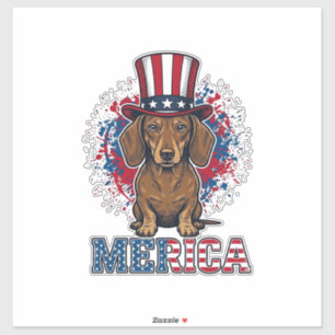 Sticker T-shirt vintage pour chien teckel patriotique Meri