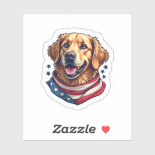 Sticker T-shirt vintage Star Spangled Golden Retriever