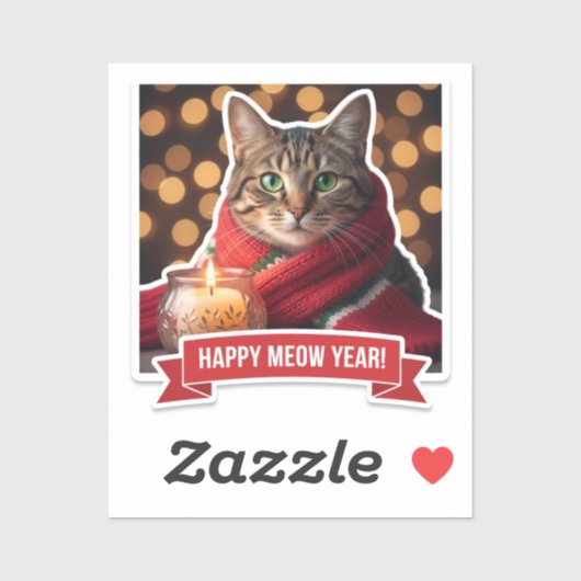 Sticker Tabby Cat New Year Celebration (Feuille)
