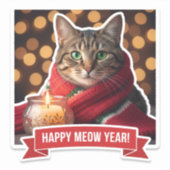 Sticker Tabby Cat New Year Celebration (Recto)