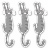 Sticker Tabby Gris Chat Accroché | Chat rayé gris drôle (Devant)