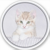 Sticker Tabby Jaune Peinture Chat - Cute Original Chat Art (Devant)