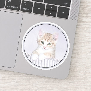 Sticker Tabby Jaune Peinture Chat - Cute Original Chat Art