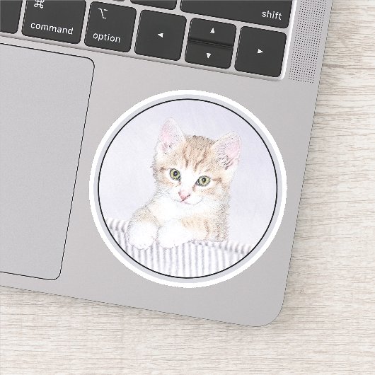 Sticker Tabby Jaune Peinture Chat - Cute Original Chat Art (Détail)
