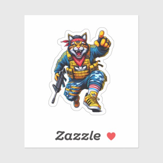 Sticker "Tabby tactique - Armée & Fureur" (Feuille)