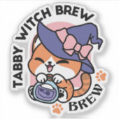 Sticker Tabby Witch Brew – Cute Halloween Cat Design (Devant)